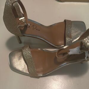 Wild Pair Gold Heeled Sandals Stiletto Ankle Strap